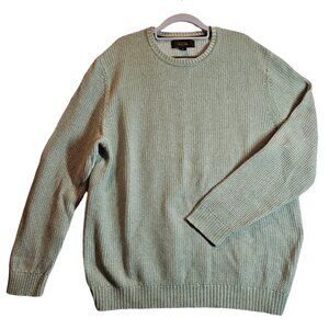 Tasso Elba Pullover Sweater Mens XL Green Cotton Career Office Hipster Retro Dad